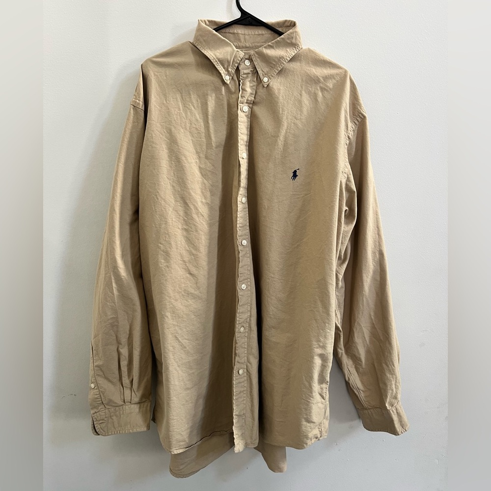 Ralph Lauren Men's Casual Tan Button Down Shirt